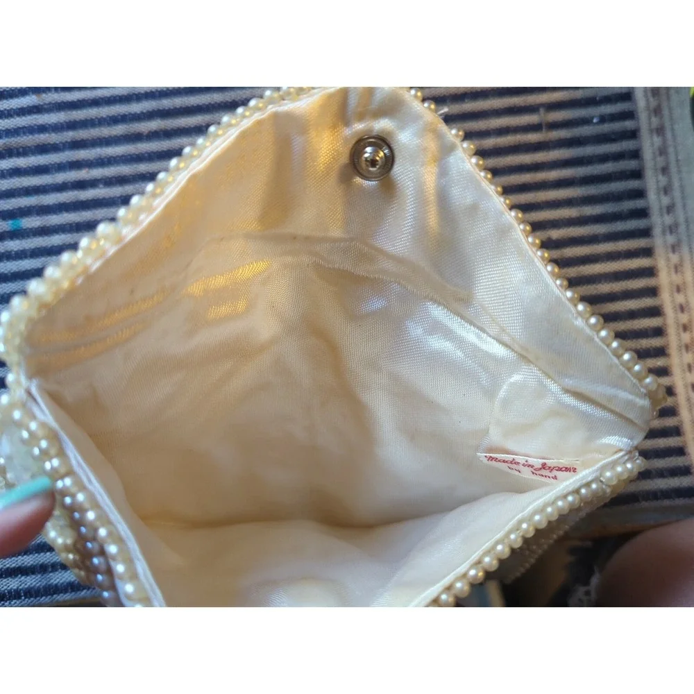 Gorgeous‎ Vintage Ivory Handmade in Japan Beaded Sequin Purse